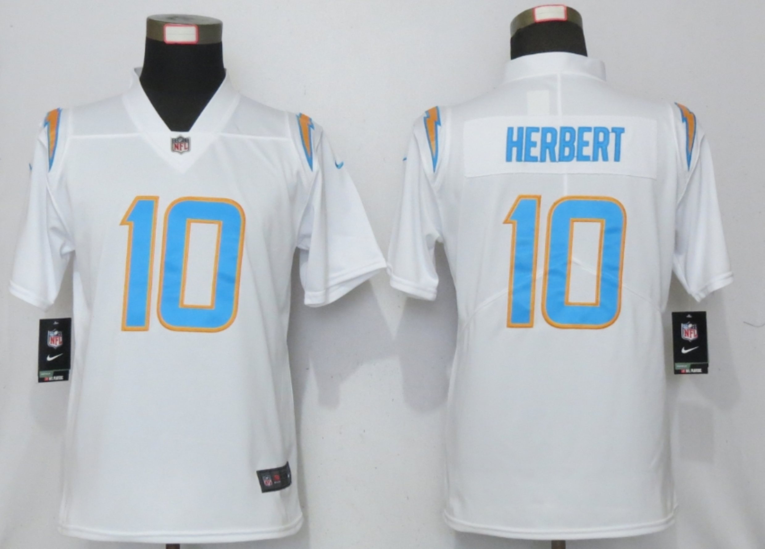 Women New Nike San Diego Chargers 10 Herbert Powder White Los Angeles 2020 NFL Draft First Round Pick Elite Playe